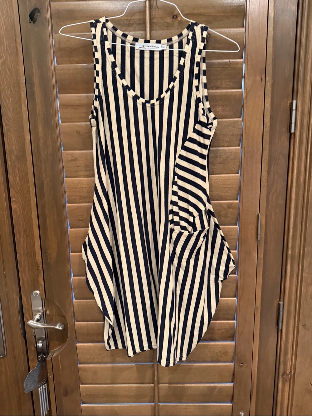 HETEROCLITE Striped Sleeveless Pocket Dress - Navy & Cream - Size 8 - NWOT